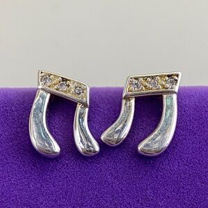 💛 Sterling Silver Plated CZ  Stud Earrings